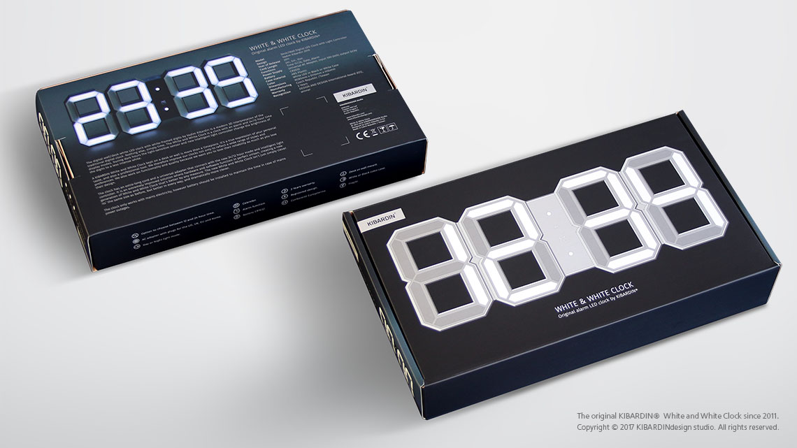 Award winning Original Kibardin 3D digital White and White LED Clock in  White Case